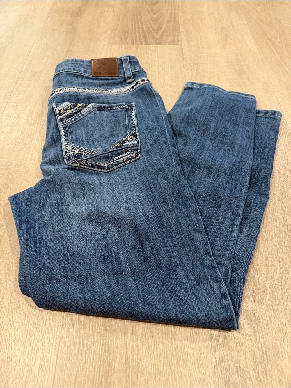 Maurices Blue Boot Cut Jeans with Embroidered Back Pocket